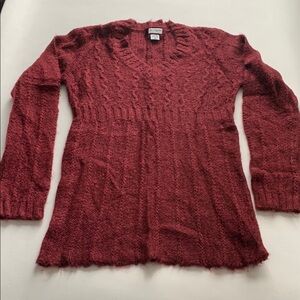Motherhood Women's V-Neck Cable Knit Sweater - Red Size M